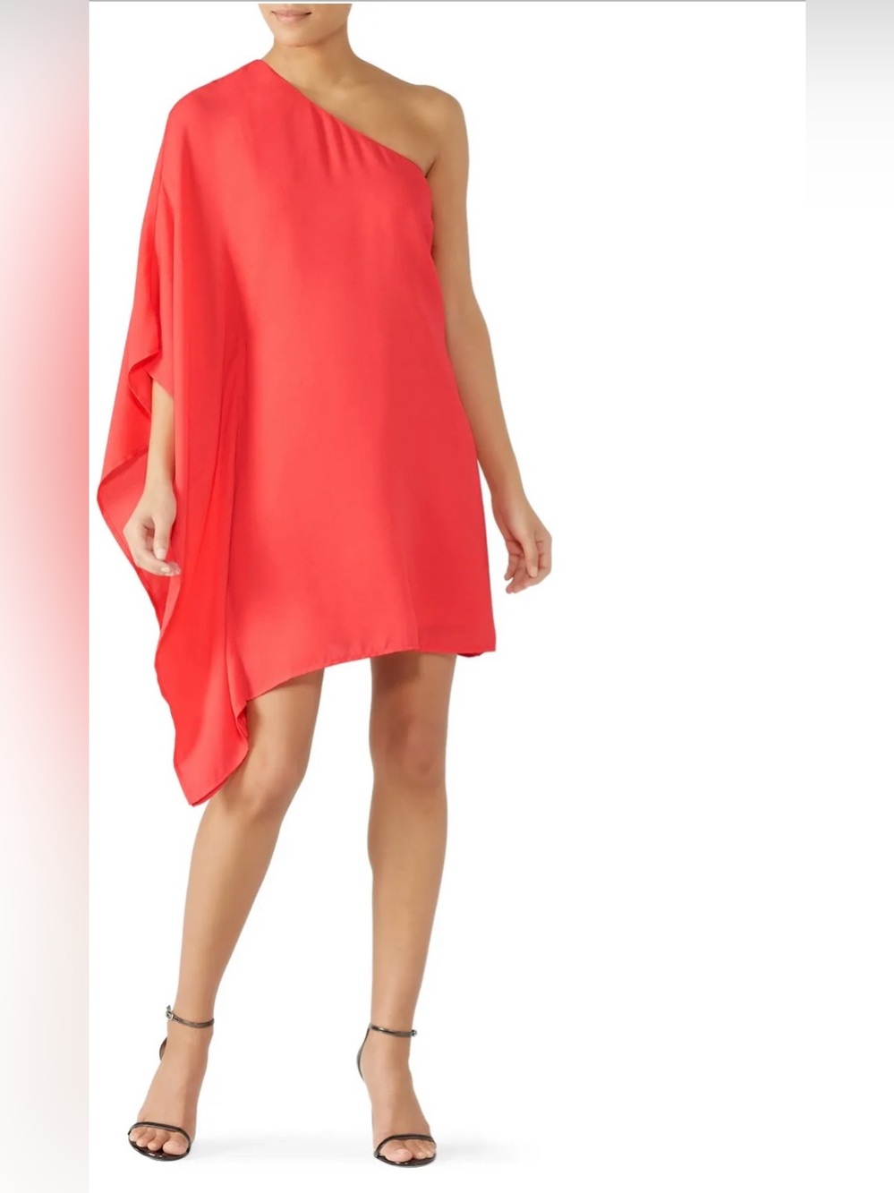 cupcakes & cashmere One-Shoulder Coral Dress nwt $115 Deliz Crepe Cape